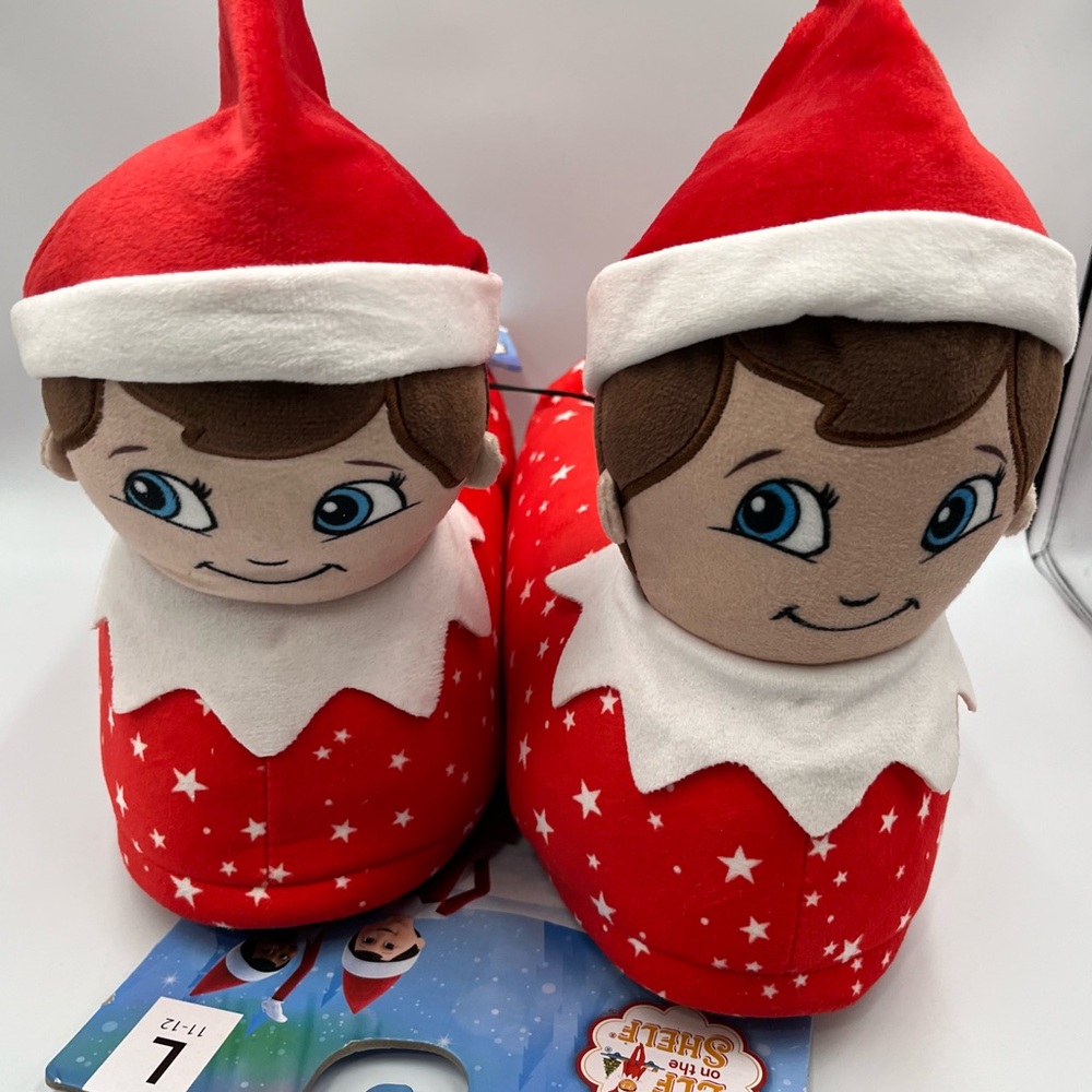 Elf Plush Slippers - Red and White